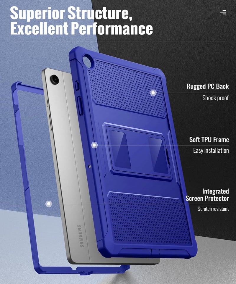 MoKo Case Fit Galaxy Tab A11+ Plus/A9+ 11-Inch 2025/2023, Shockproof Full Body Rugged Stand Back Cover with Built-in Screen Protector for Galaxy Tab A11+/A9 Plus Tablet, Sapphire Blue - Image 3